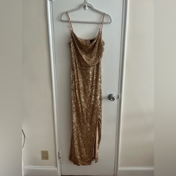 Laundry by Shelli Segal- Formal Gold Sequin Dress - Picture 2 of 5